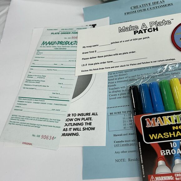 Original Girl Scout Make A Plate Kit Troop Arts & Crafts Patch Markers - Picture 7 of 13